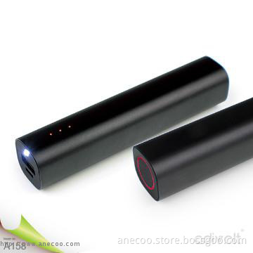 High End Black 2600mAh portable mobile phone charger with LED light
